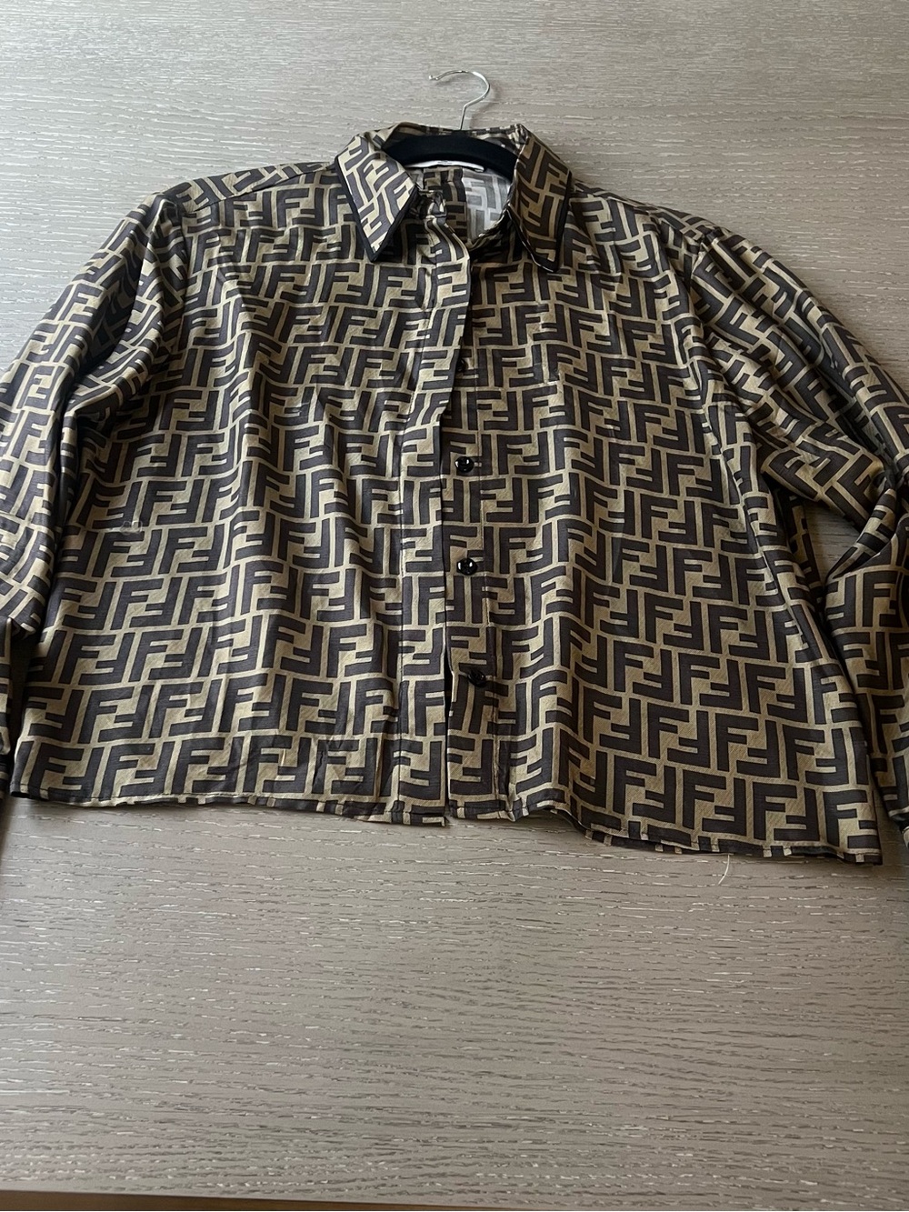 Fendi Beige and Brown FF Monogram Shirt - Picture 3 of 4